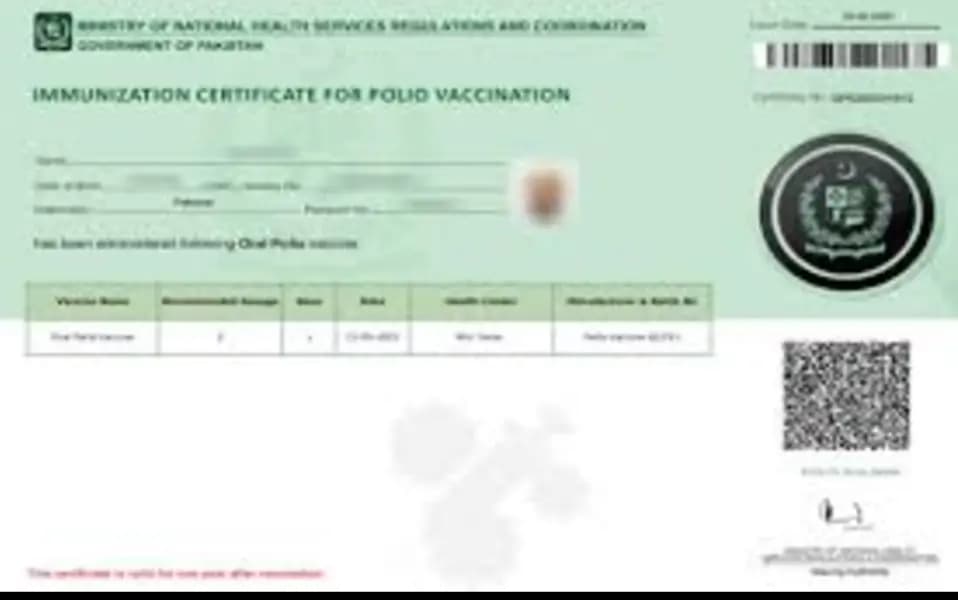 Polieo Certificate Card ( Clear Your Injection Before Order )